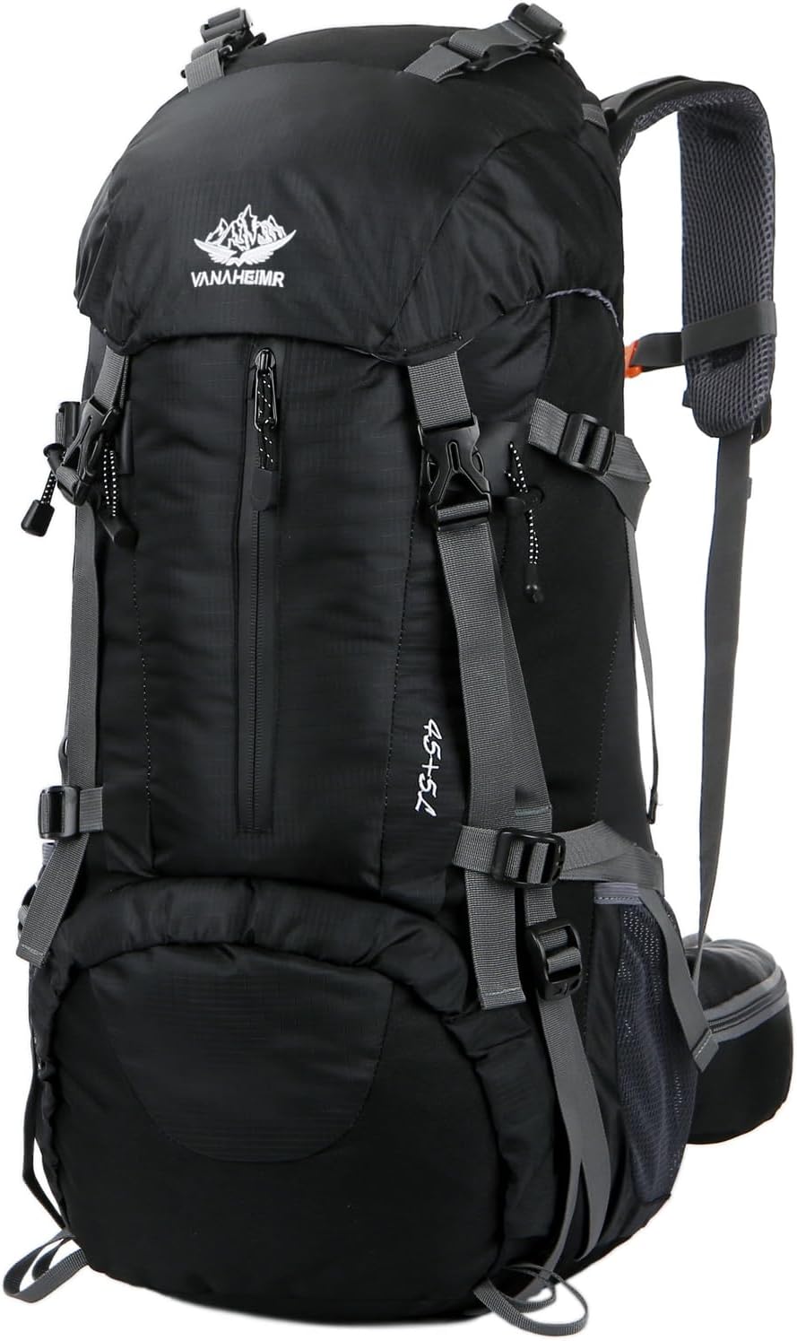 Esup 50L lightweight hiking backpack with rain cover in black